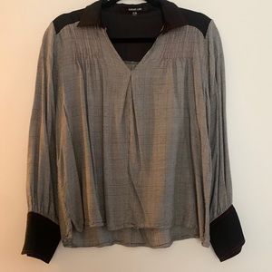 Sugarlips V-Neck Plaid Collared Blouse